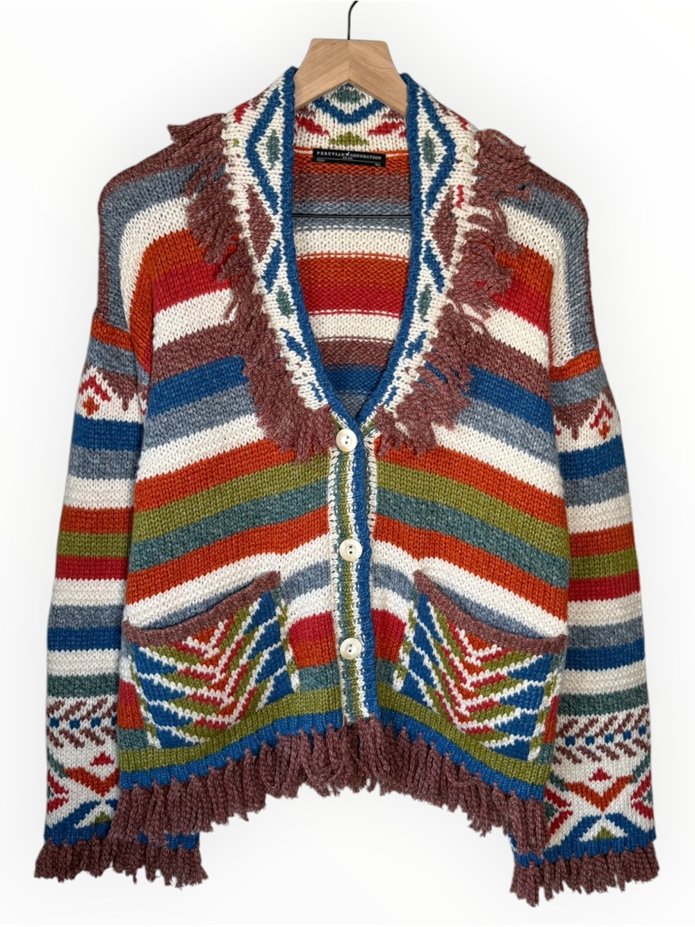Peruvian Connection High Plains Knit Sweater Cardigan Jacket Size M/L Aztec West